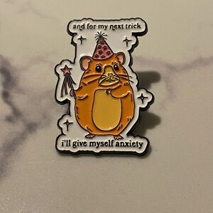 Cute Hamster Enamel Pin - Orange and White